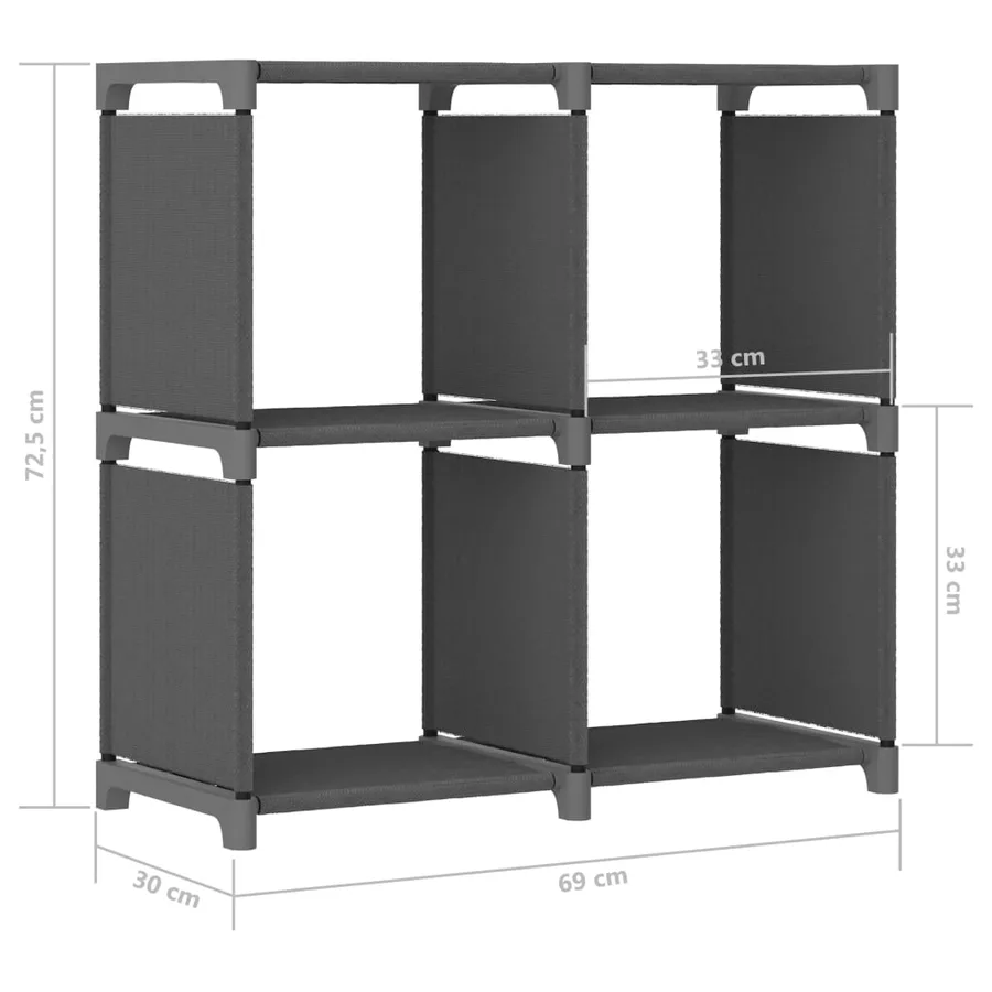 Étagère d'affichage 4 cubes Gris 69x30x72,5 cm Tissu - 8