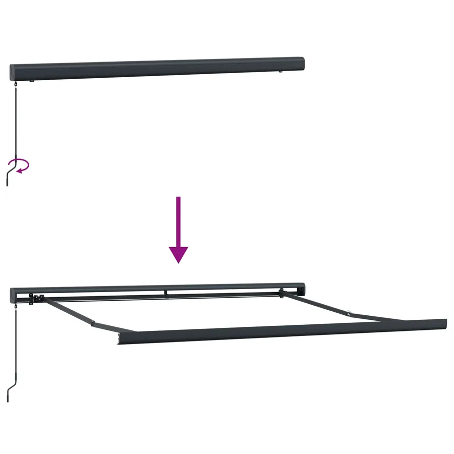 Auvent rétractable Taupe 350 x 250 cm Toile et Aluminium - 5