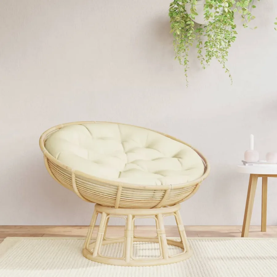 Coussin rond crème Ø 100 x11 cm tissu oxford