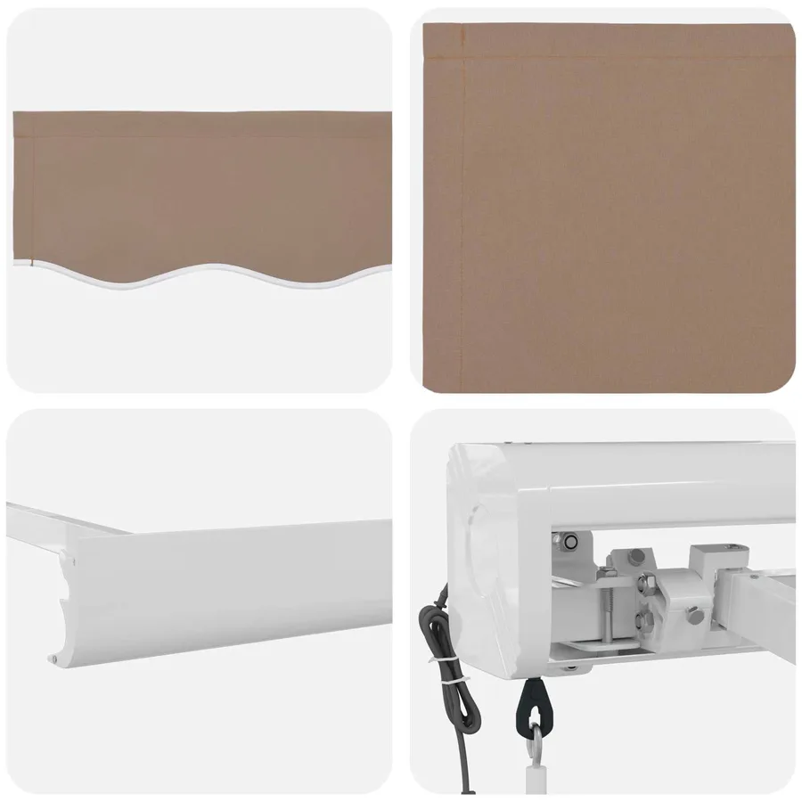 Auvent rétractable Taupe 400 × 300 cm Tissu et Métal - 4