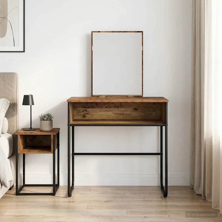 Table de Toilette avec étagère Bois ancien 81 x 40 x 131 cm