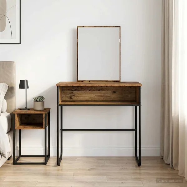 Table de Toilette avec étagère Bois ancien 81 x 40 x 131 cm