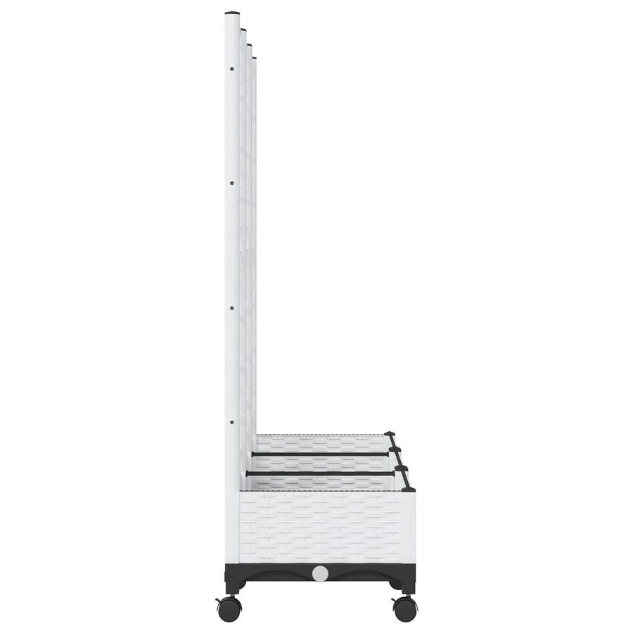 Bac de jardin avec treillis et roues Blanc 120 x 40 x 131,5 cm - 4