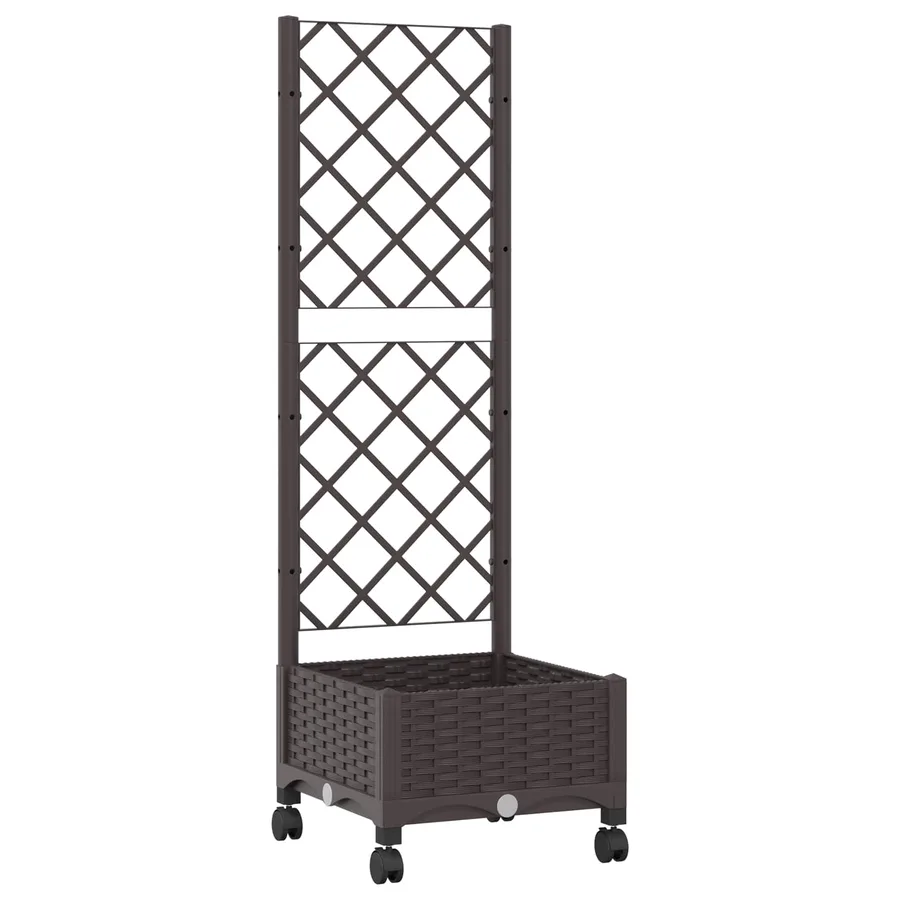 Bac de jardin avec treillis et roues Marron 40 x 40 x 131,5 cm - 2