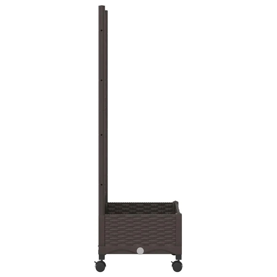 Bac de jardin avec treillis et roues Marron 40 x 40 x 131,5 cm - 4