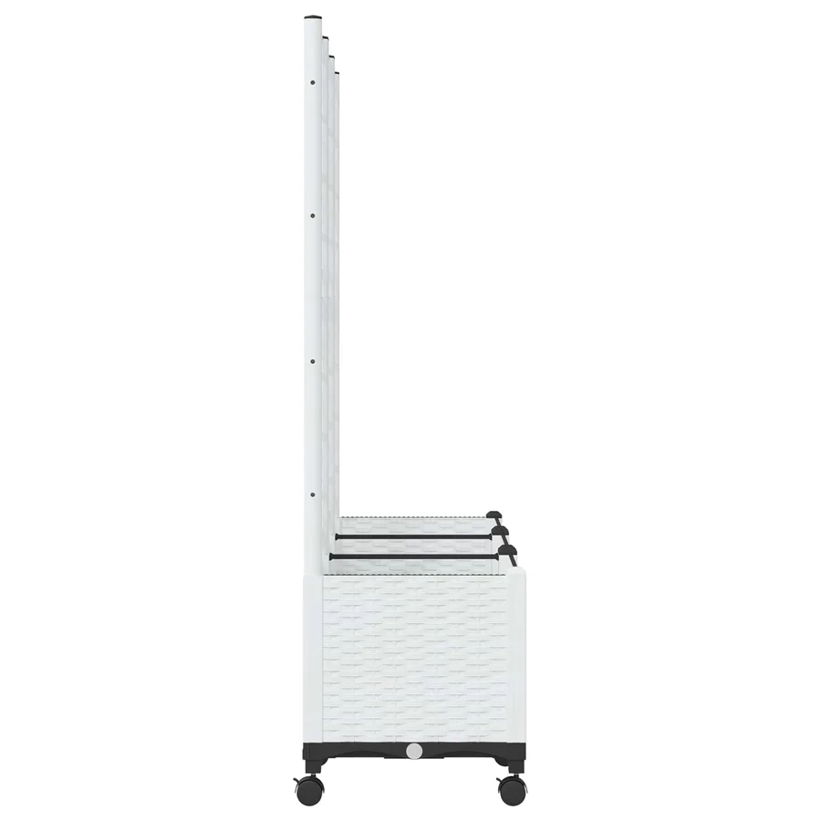 Bac de jardin avec treillis et roues Blanc 120 x 40 x 146 cm PP - 4