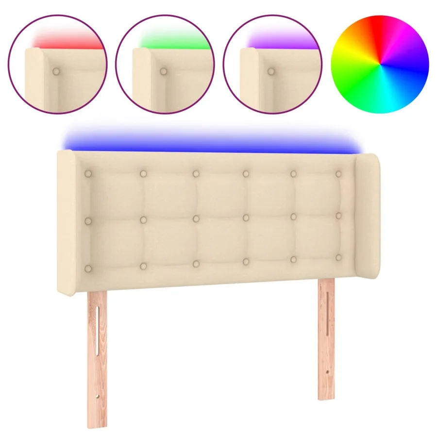 Tête de lit à LED Crème 83x16x78/88 cm Tissu - 2