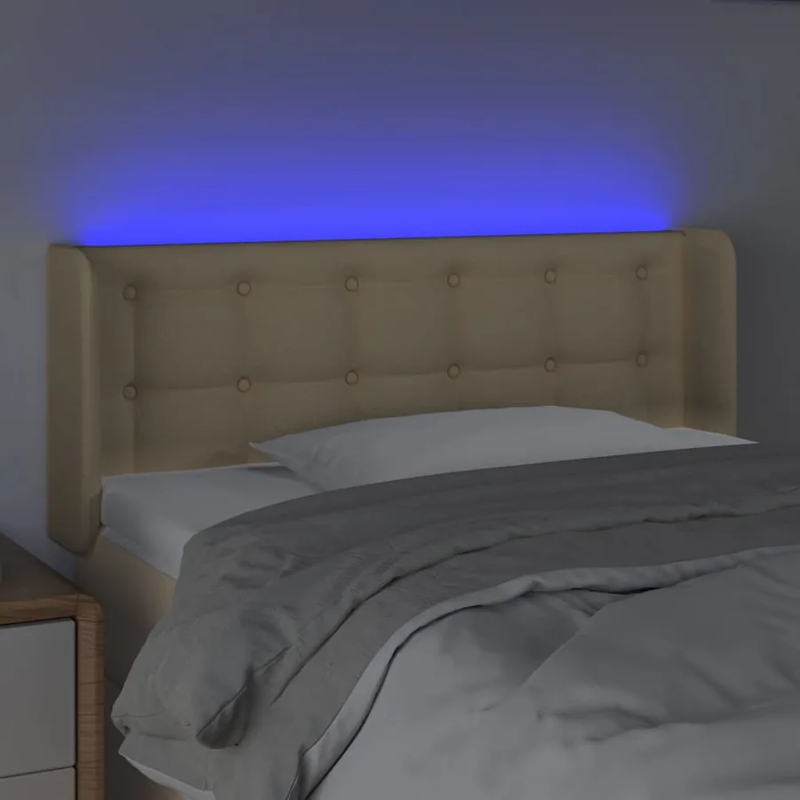 Tête de lit à LED Crème 83x16x78/88 cm Tissu - 4