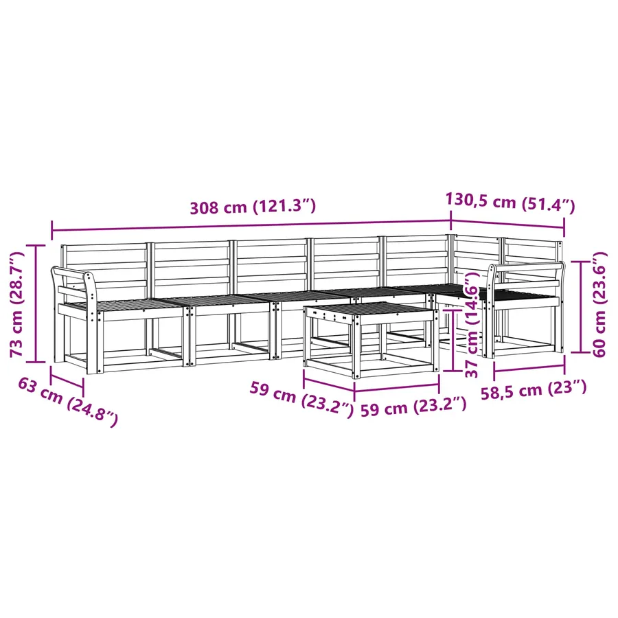 Ensemble de canapés d'extérieur 7 pcs Blanc - 9