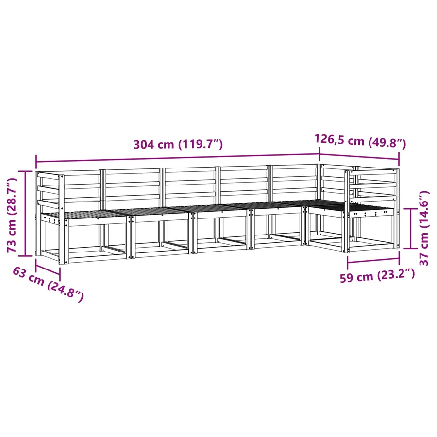 Ensemble de canapés d'extérieur 6 pcs Blanc - 7