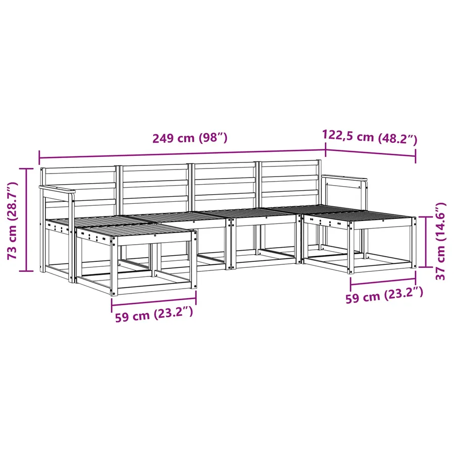 Ensemble de canapés d'extérieur 6 pcs Blanc - 7