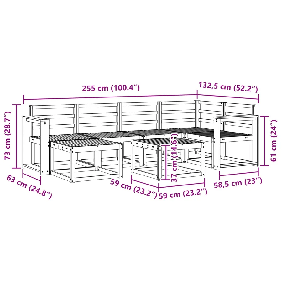 Ensemble de canapés d'extérieur 7 pcs Blanc - 9