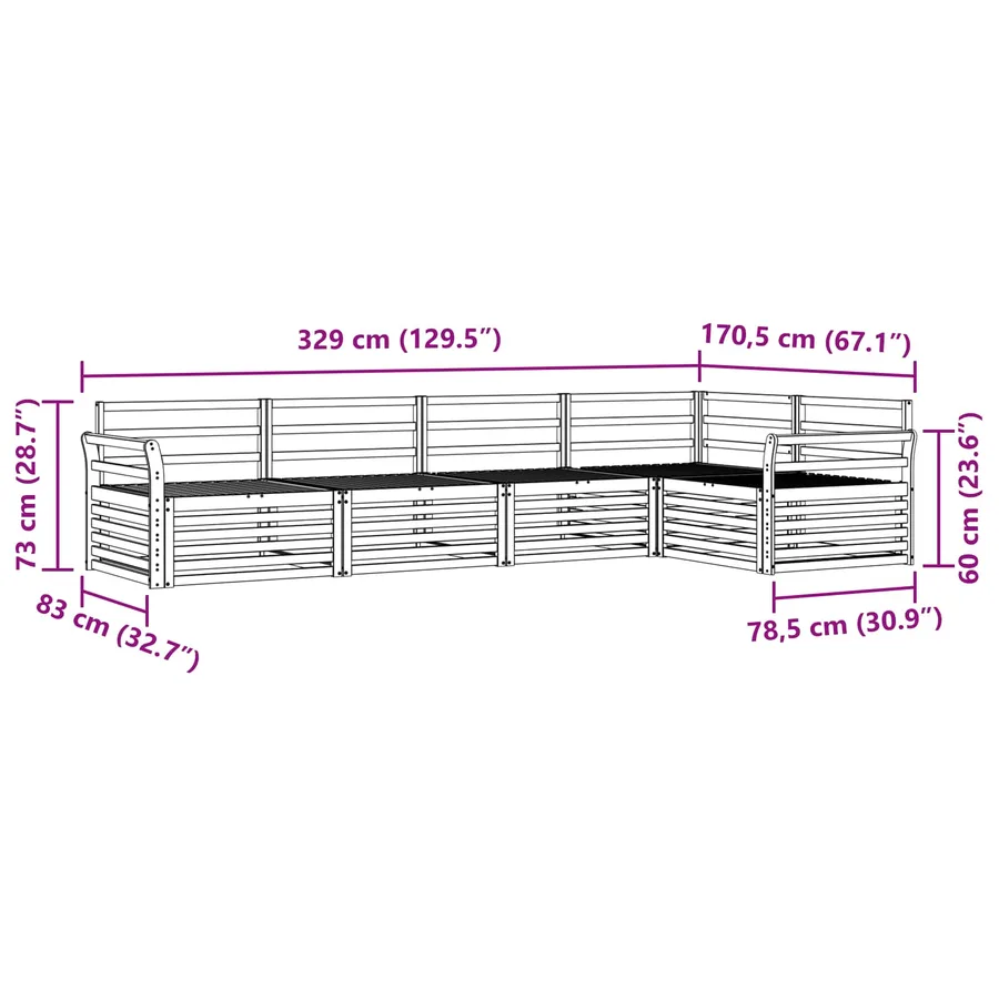 Ensemble de canapés d'extérieur 5 pc Blanc Bois d'Acacia Massif - 7