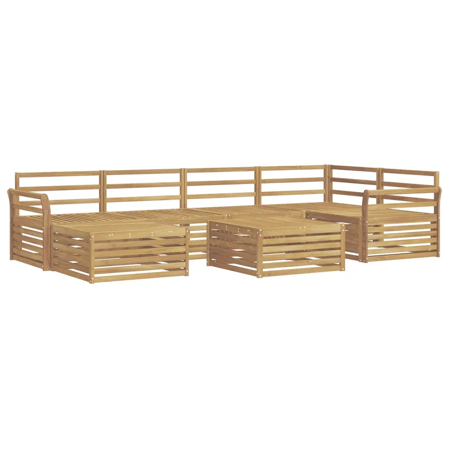 Ensemble de canapés d'extérieur 7 pc Blanc Bois d'Acacia Massif - 2