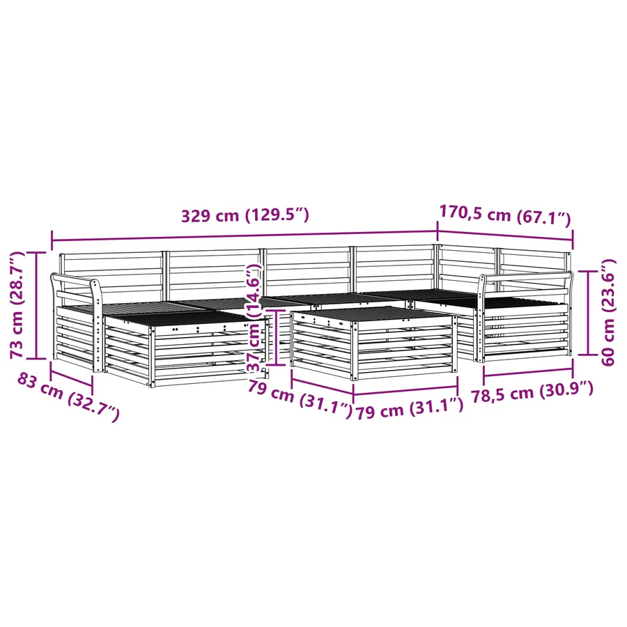 Ensemble de canapés d'extérieur 7 pc Blanc Bois d'Acacia Massif - 9