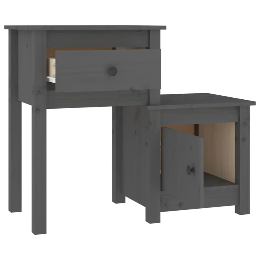 Table de chevet Gris 79,5x38x65,5 cm Bois de pin massif - 3