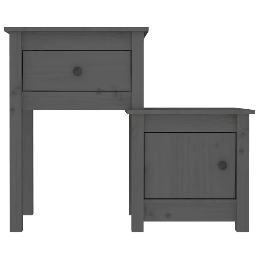 Table de chevet Gris 79,5x38x65,5 cm Bois de pin massif - 4
