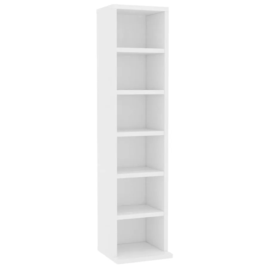 Armoire à CD Blanc 21x20x88 cm Bois d'ingénierie - 2