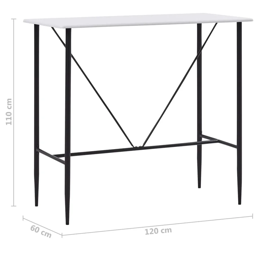 Table de bar Blanc 120x60x110 cm MDF - 6