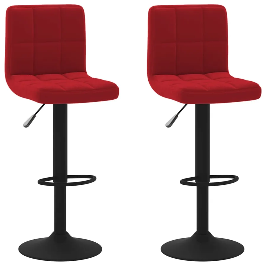 Tabourets de bar lot de 2 rouge bordeaux velours - 2