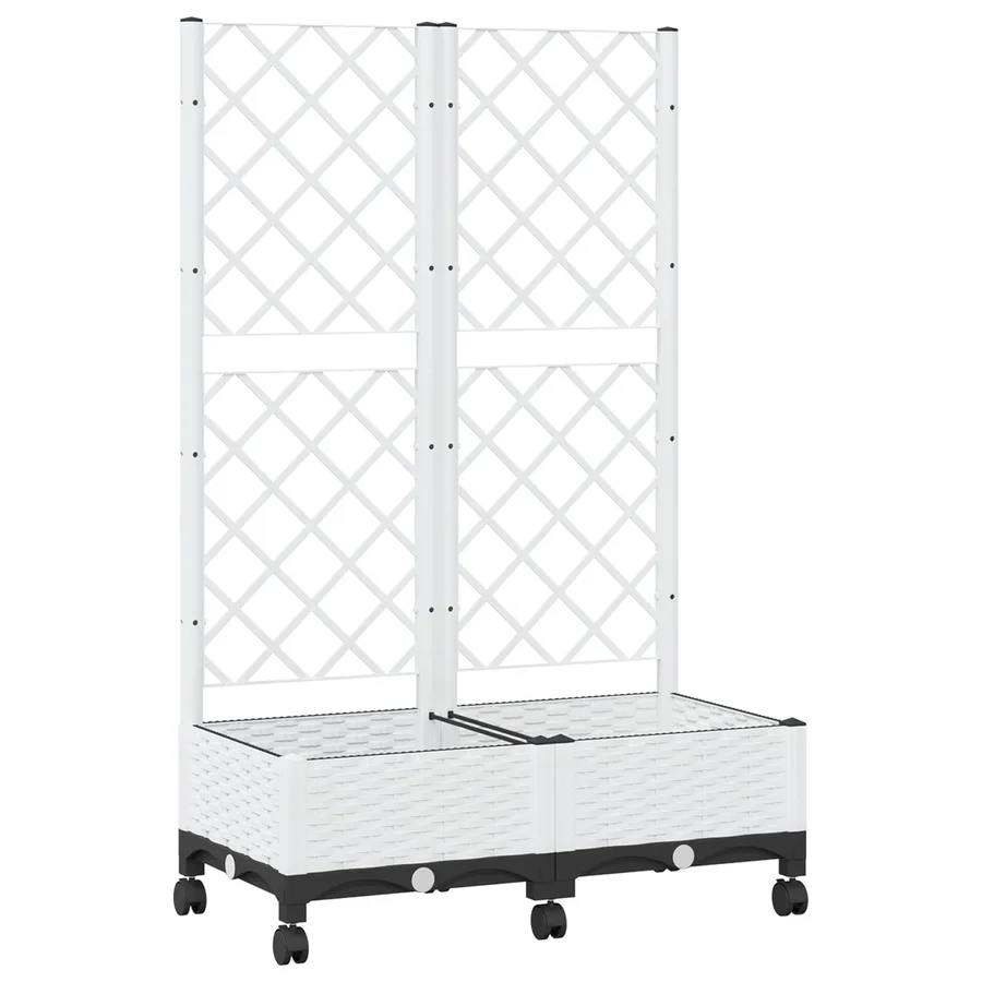 Bac de jardin avec treillis et roues Blanc 80 x 40 x 131,5 cm - 2