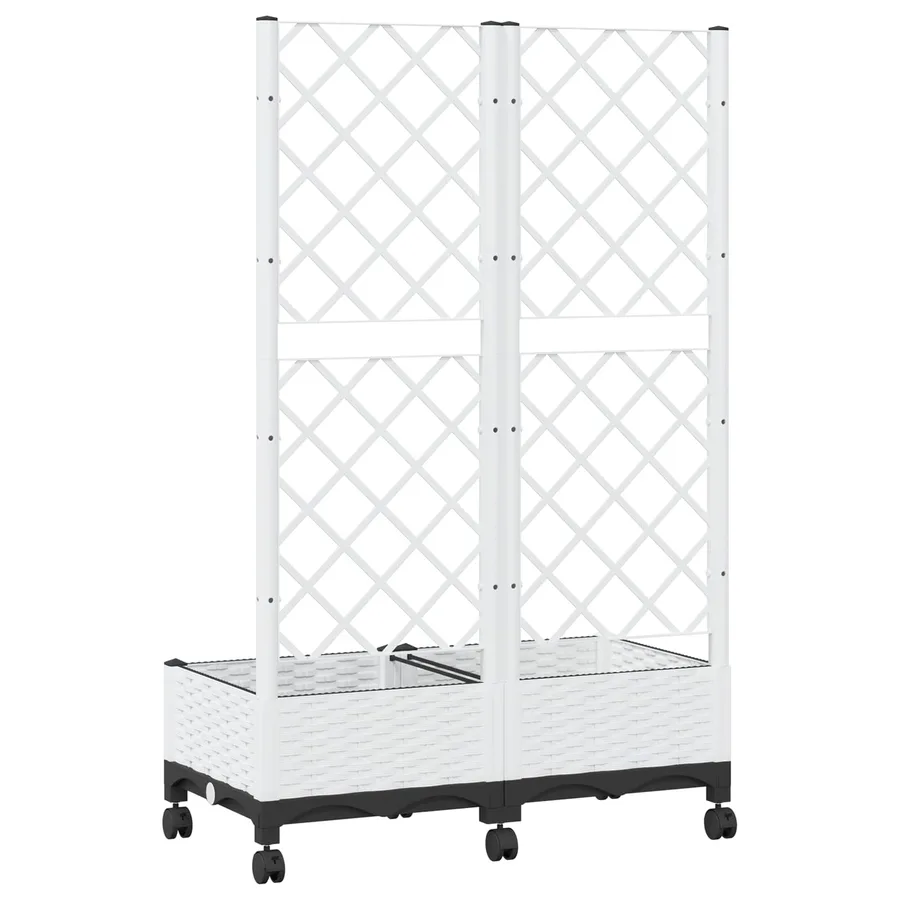 Bac de jardin avec treillis et roues Blanc 80 x 40 x 131,5 cm - 5