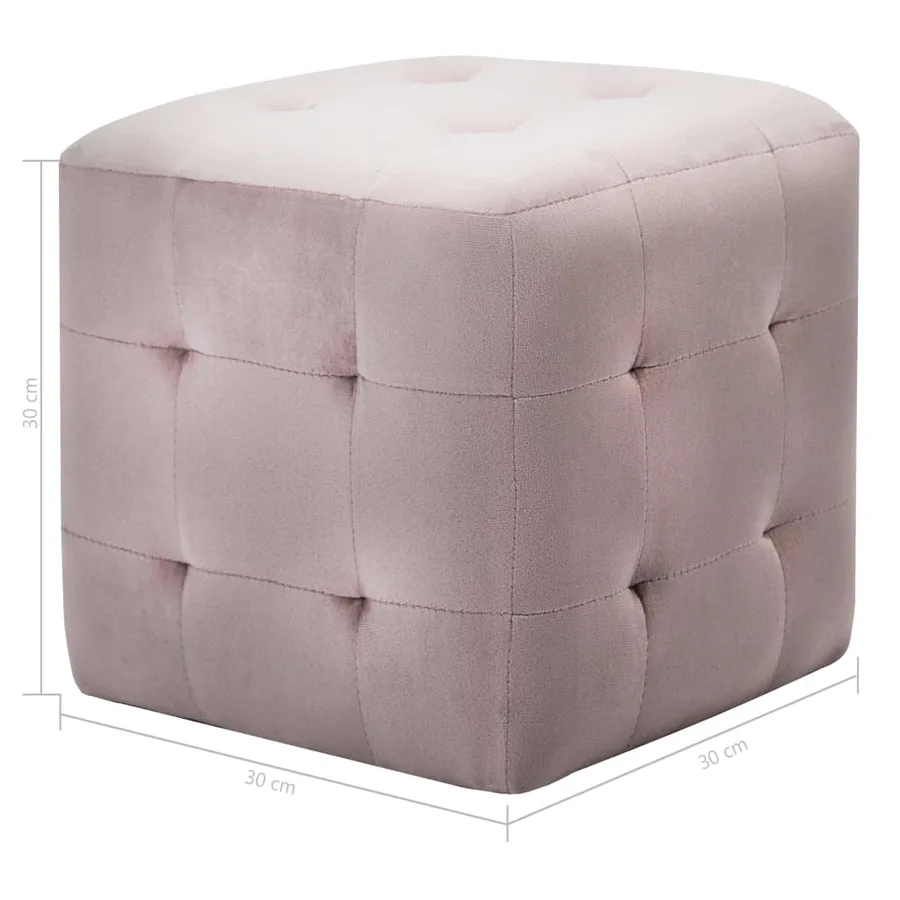 2 pcs Poufs Rose 30 x 30 x 30 cm Tissu velours - 5