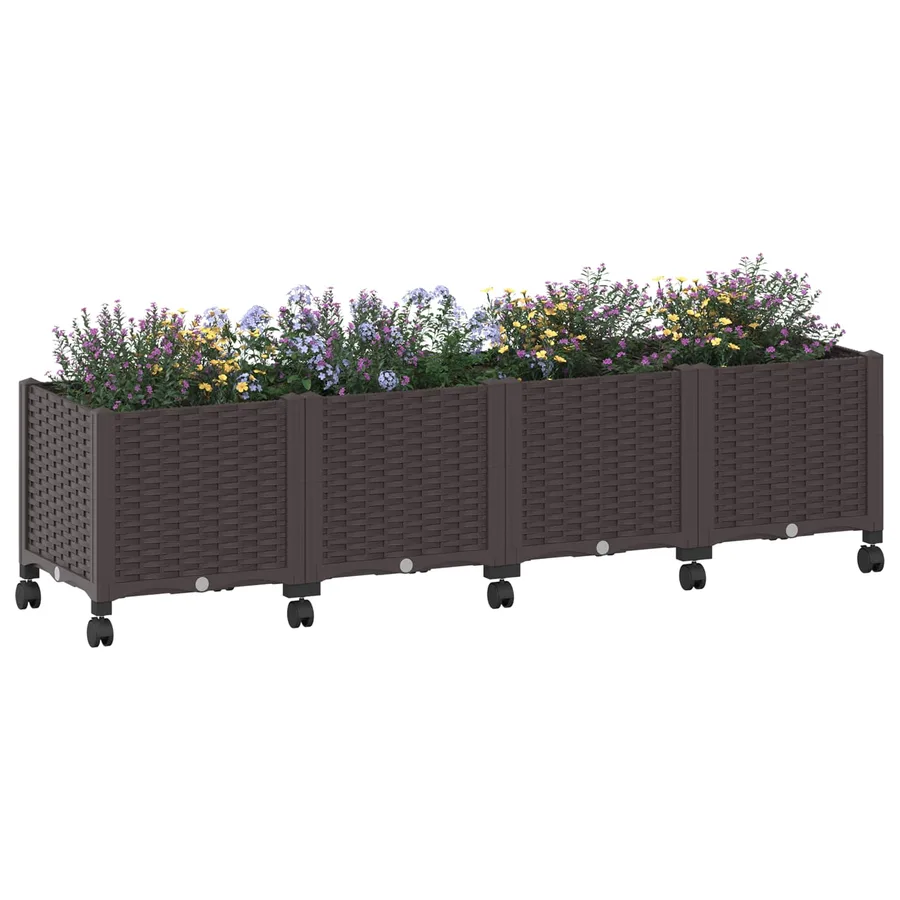 Jardinière avec Roues Marron 160 x 40 x 44 cm PP - 3