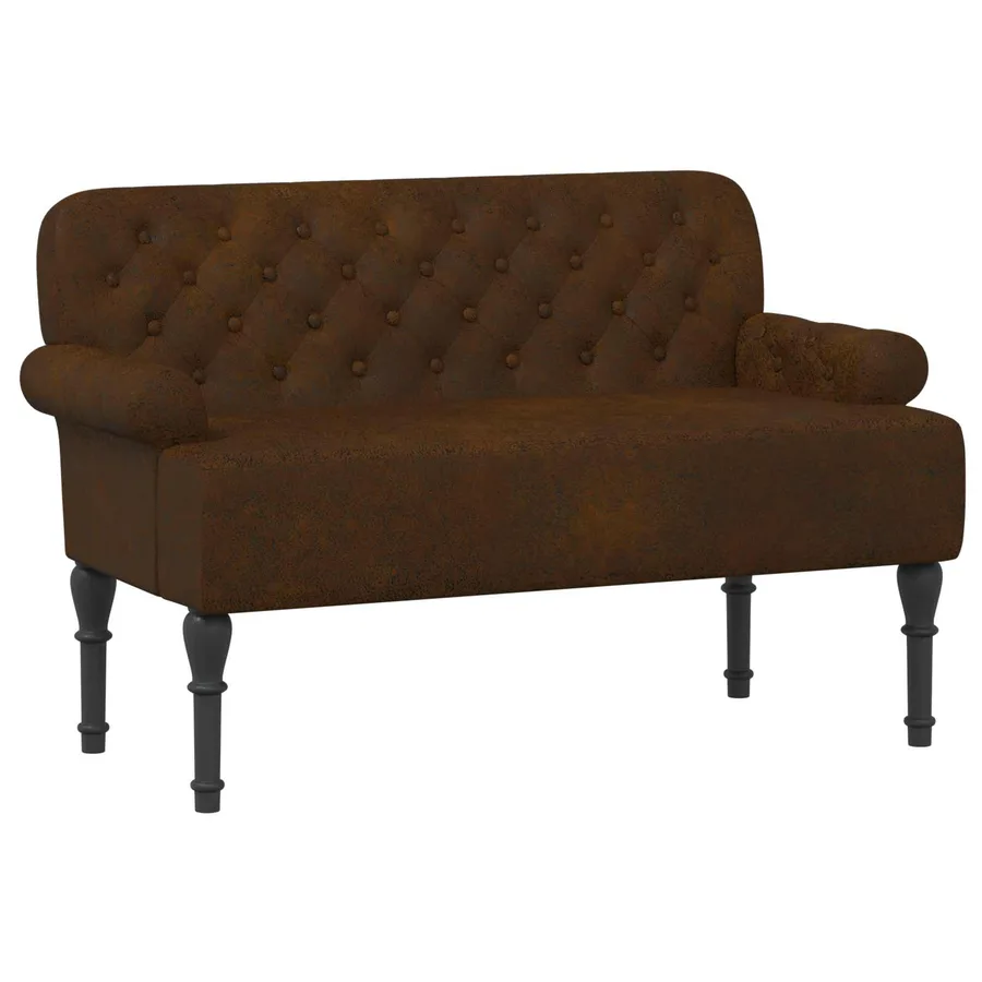 Canapé love seat avec capitonnage en boutons Marron Simili daim - 2
