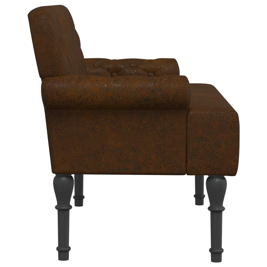 Canapé love seat avec capitonnage en boutons Marron Simili daim - 4