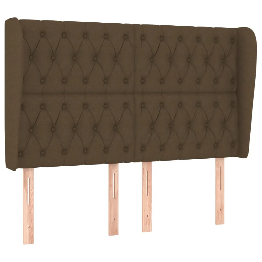 Tête de lit avec oreilles Marron foncé 163x23x118/128 cm Tissu - 2