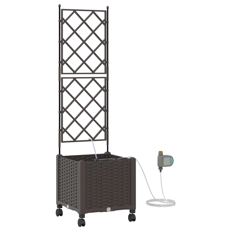 Porte-plante de jardin avec irrigation et roues Marron PP - 2