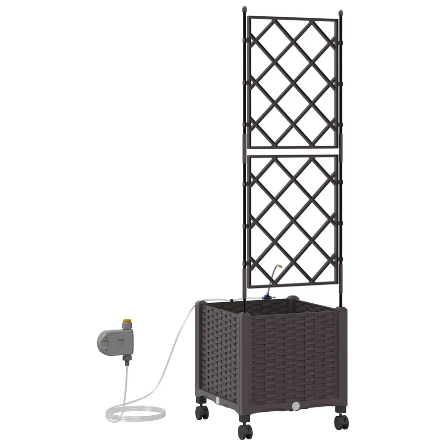 Porte-plante de jardin avec irrigation et roues Marron PP - 4