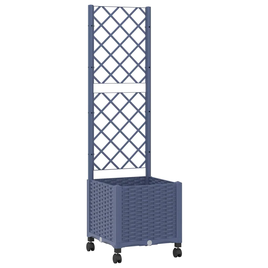 Bac de jardin avec treillis et roues Gris Bleu 40 x 40 x 146 cm - 2