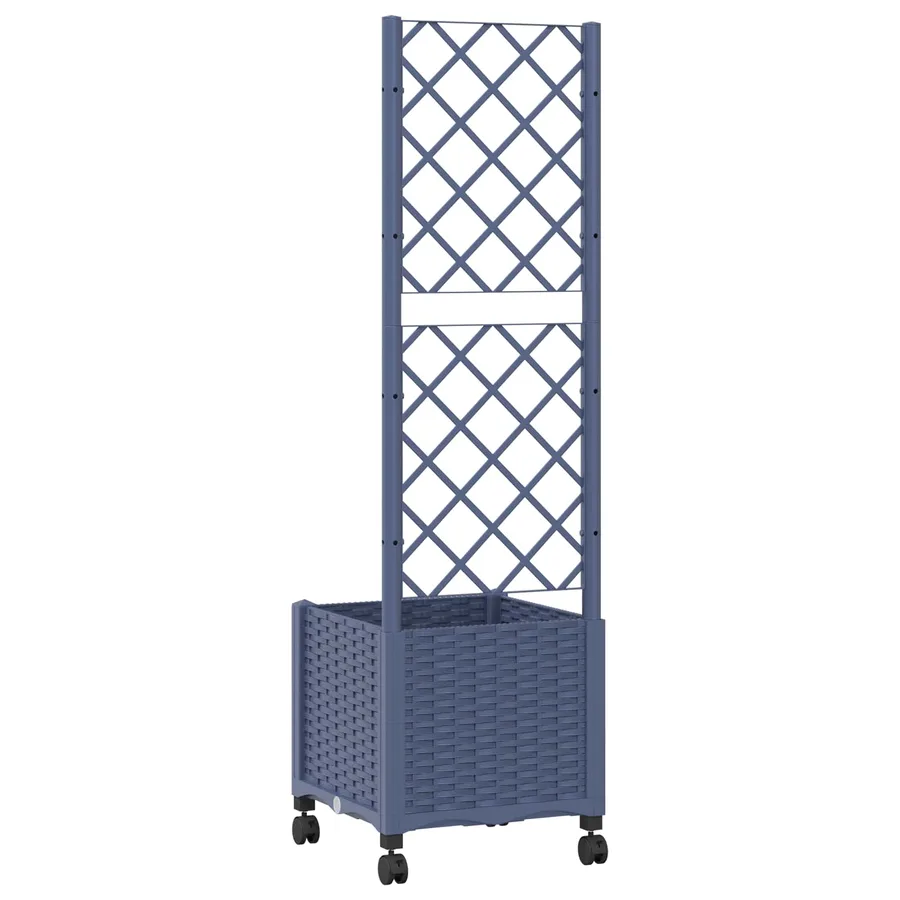 Bac de jardin avec treillis et roues Gris Bleu 40 x 40 x 146 cm - 5