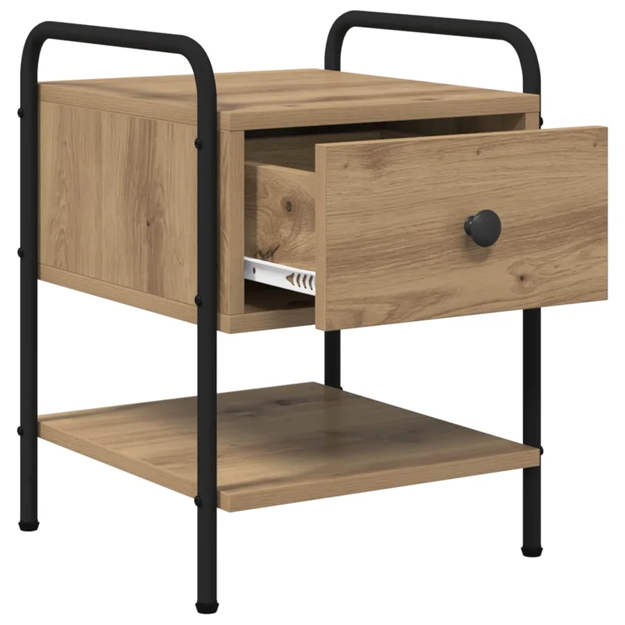 Table de chevet 2 pc Chêne artisanal Bois d'ingénierie - 5