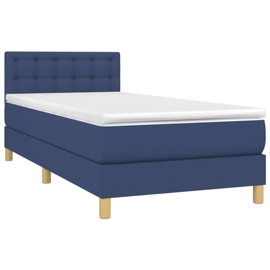 Sommier à lattes de lit avec matelas Bleu 90x200 cm Tissu - 3