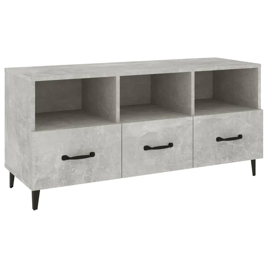 Meuble TV Gris béton 102x35x50 cm Bois d'ingénierie - 2