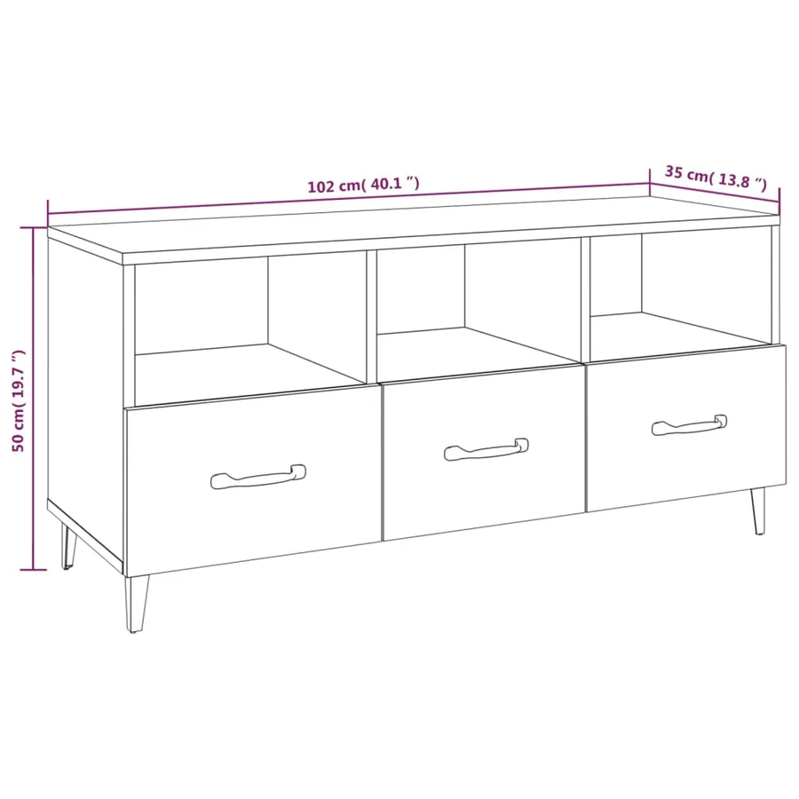 Meuble TV Gris béton 102x35x50 cm Bois d'ingénierie - 8