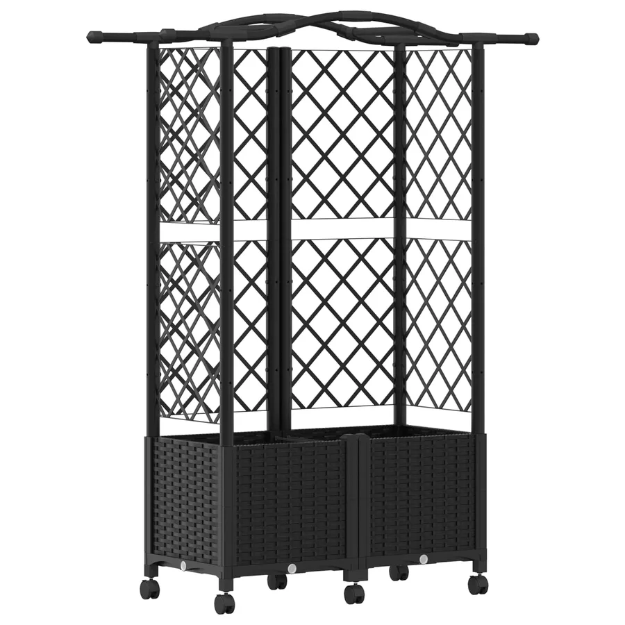 Lit Élevé avec Treillis et Toit Noir 122 x 40 x 144 cm PP - 2