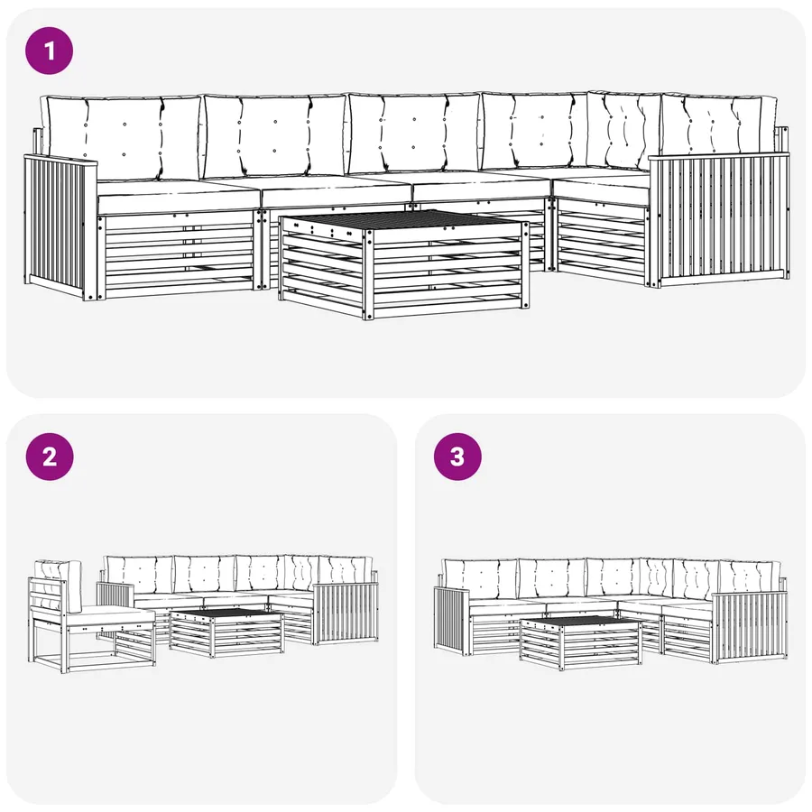 Ensemble de canapés d'extérieur 6 pc Blanc et anthracite - 7
