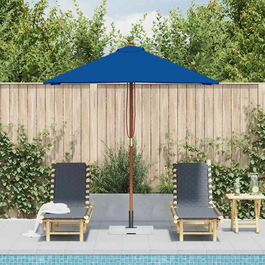 Parasol de jardin avec mât en bois bleu 150x200 cm - 3