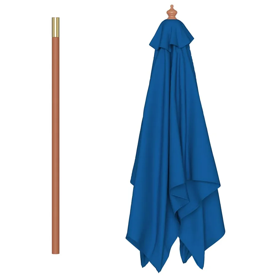 Parasol de jardin avec mât en bois bleu 150x200 cm - 5