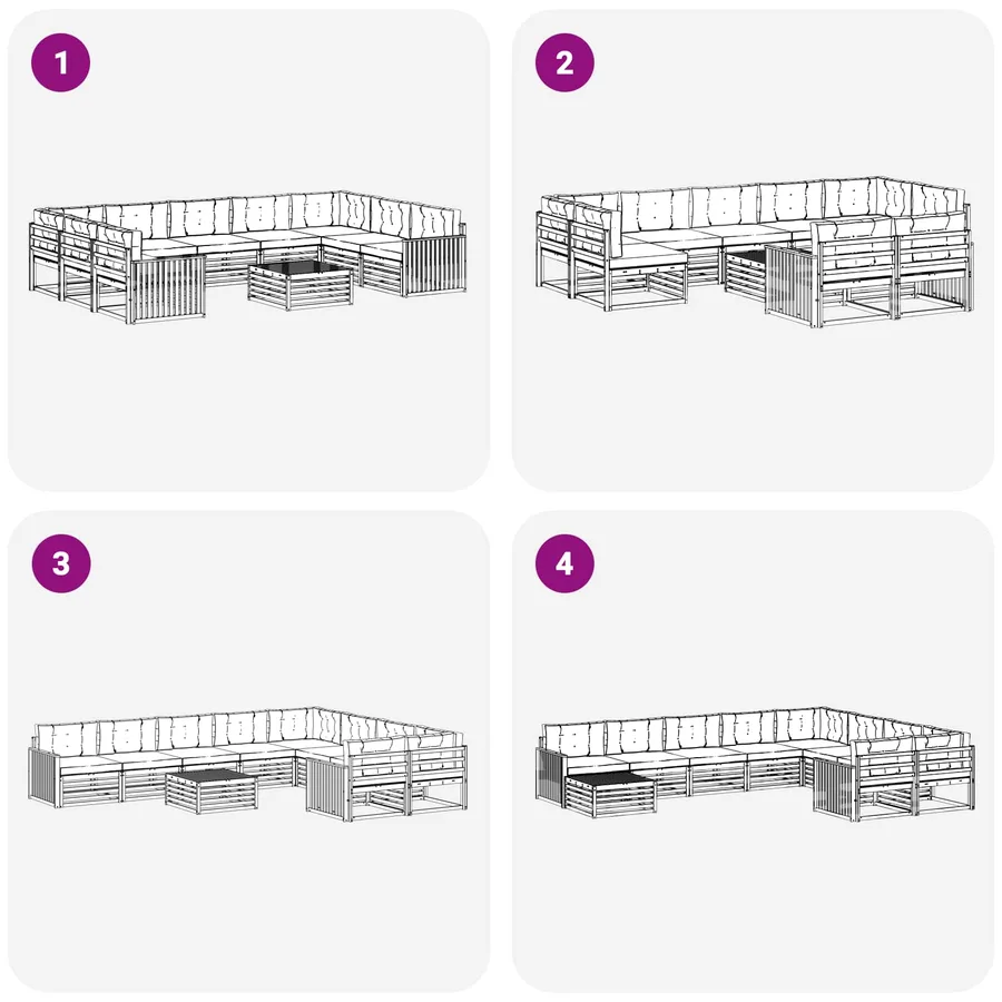 Ensemble de canapés d'extérieur 10 pc Blanc et Beige - 7