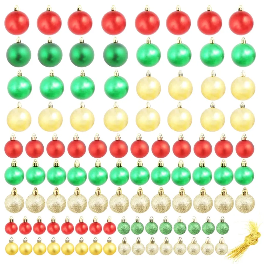 Boules de Noël 100 pcs Rouge/Doré/Vert - 2