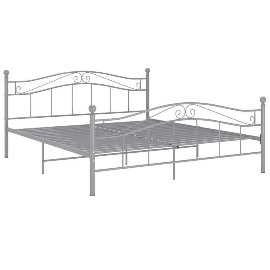 Cadre de lit sans matelas gris métal 140x200 cm - 2