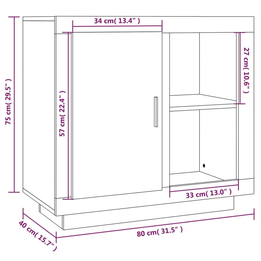 Buffet Blanc 80x40x75 cm - 9