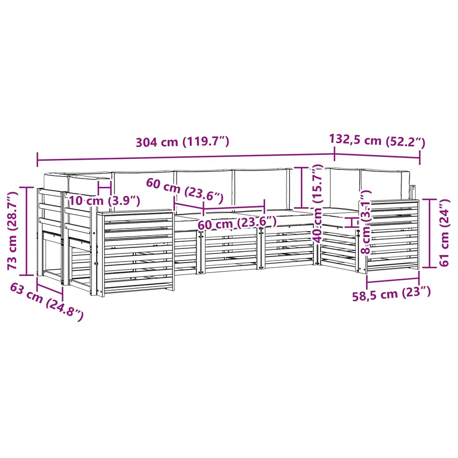Ensemble de canapés d'extérieur 7 pcs Blanc et gris clair - 7