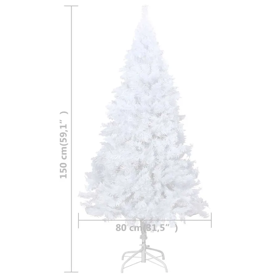 Arbre de Noël artificiel pré-éclairé et boules blanc 150 cm PVC - 13
