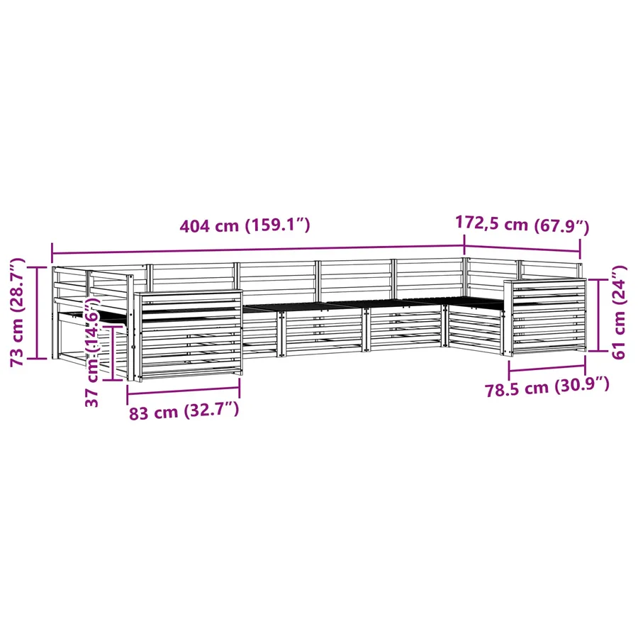 Ensemble de canapés d'extérieur 7 pc Blanc Bois d'Acacia Massif - 6